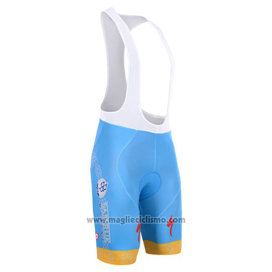 2015 Abbigliamento Ciclismo Astana Azzurro Manica Corta e Salopette